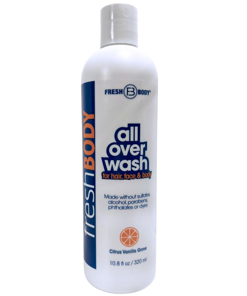 Fresh Body FB All Over Wash for Hair, Face & Body, 10.8oz Shampoo, Breast, Body & Ball Wash for Men & Women - Citrus Vanilla Grove Shower Gel, Made without Alcohol, Sulfates, Dyes or Parabens - Image 1
