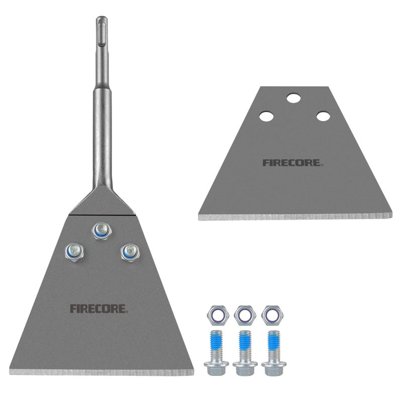 Firecore SDS Plus Floor Scraper Kit, Firecore 5 Inch x 11 Inch Tile Removal Tool SDS Plus Chisel Bit Heavy Duty for Rotary Hammer Drill, Thinset Vinyl Scraper Adhesives Remover with Replacement Balde FS22510 - Image 1