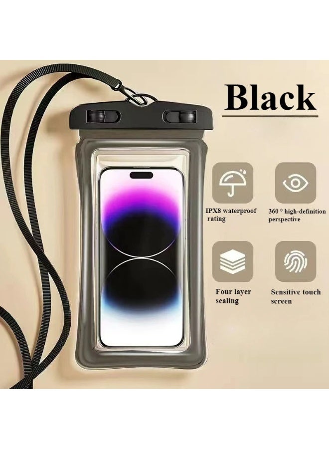 1pc Black Waterproof Phone Case Universal Swimming Water Proof Bag Underwater Phone Protector Pouch Cover for Cases - Image 1