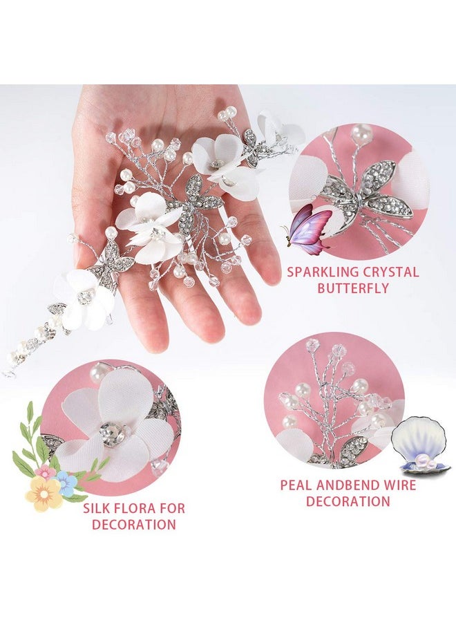 locisne Flower Girl Headpiece Princess Wedding Accessories, Silver Hair Headband Flower Crown For Girls  - Image 4