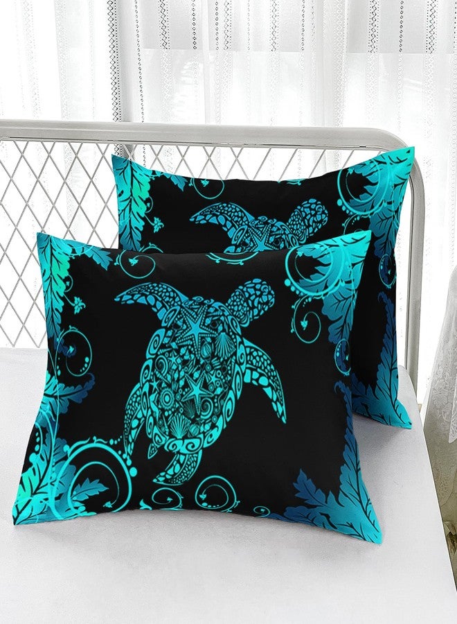 Nttopship Black Sea Turtle 4 Pieces Bed Sheet Sets Queen Size Sea Turtle Bedding Sets with 16" Deep Pockets Oceans and Starfish Bedroom Decor,Bedding Set 4 PCS(1 Fitted+1 Flat+2 Pillowcases) - Image 4