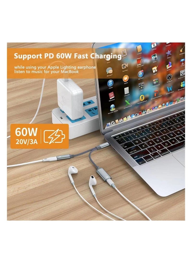 Generic - USB C to Lightning Audio Adapter USB C Male to Lightning Female Headphone Dongle and PD 60W Charging Compatible with iPhone 15 15 Pro iPad Pro MacBook Galaxy S23 S22 Pixel 7 - Image 1