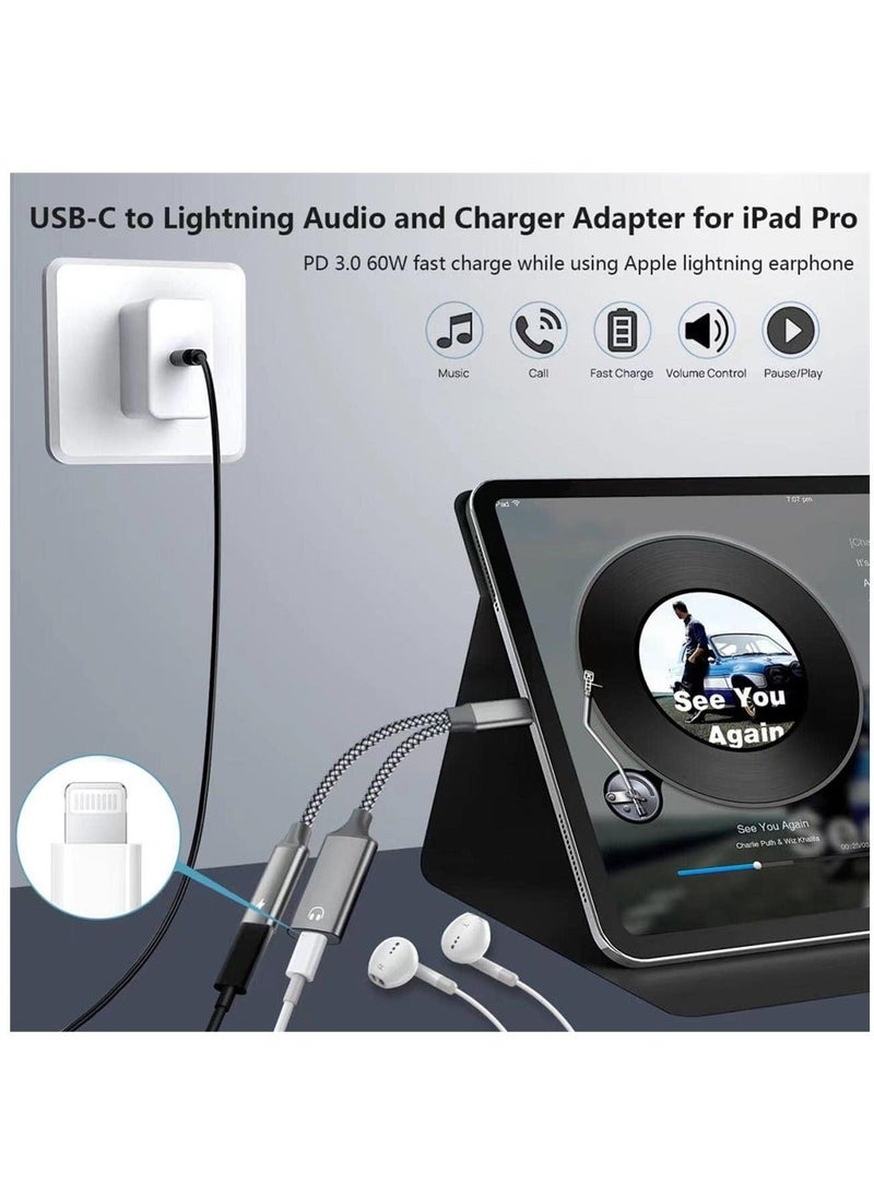 Generic - USB C to Lightning Audio Adapter USB C Male to Lightning Female Headphone Dongle and PD 60W Charging Compatible with iPhone 15 15 Pro iPad Pro MacBook Galaxy S23 S22 Pixel 7 - Image 1