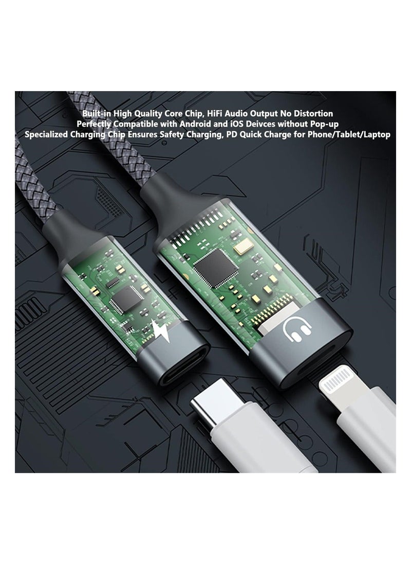 Generic - USB C to Lightning Audio Adapter USB C Male to Lightning Female Headphone Dongle and PD 60W Charging Compatible with iPhone 15 15 Pro iPad Pro MacBook Galaxy S23 S22 Pixel 7 - Image 1