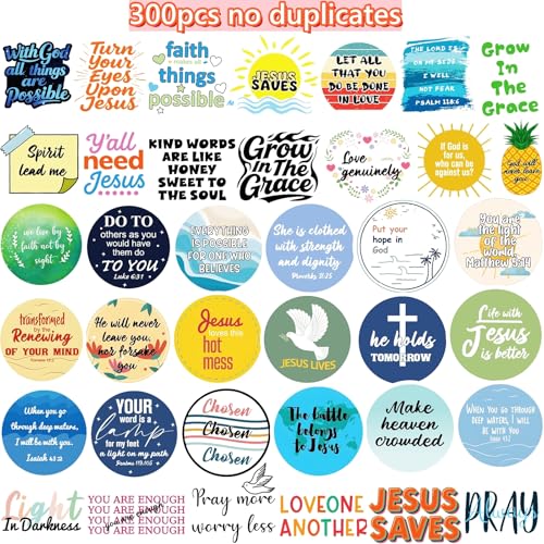 KASANYER 300PCS Inspirational Christian Stickers, Vinyl Waterproof Jesus Bible Verse Stickers for Water Bottle Laptop Journaling, Religious Faith Christian Gifts for Kids Adults Easter Christmas - Image 2