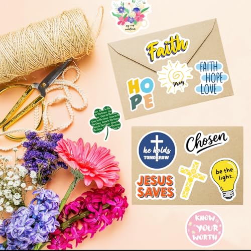 KASANYER 300PCS Inspirational Christian Stickers, Vinyl Waterproof Jesus Bible Verse Stickers for Water Bottle Laptop Journaling, Religious Faith Christian Gifts for Kids Adults Easter Christmas - Image 5