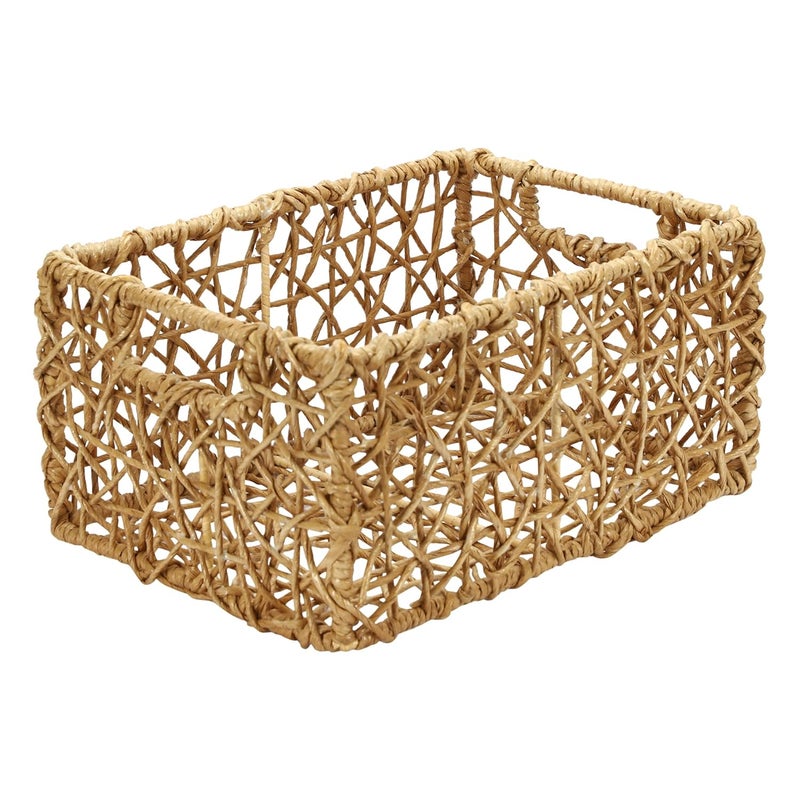 AKWAY Solid Cane and Brass Wicker Storage Basket, Organizer for Toiletry Cosmetic/ Bamboo (Rattan,Natural, 13 L x 9 W x 6 H) - Image 3