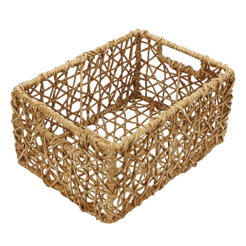 AKWAY Solid Cane and Brass Wicker Storage Basket, Organizer for Toiletry Cosmetic/ Bamboo (Rattan,Natural, 13 L x 9 W x 6 H) - Image 4