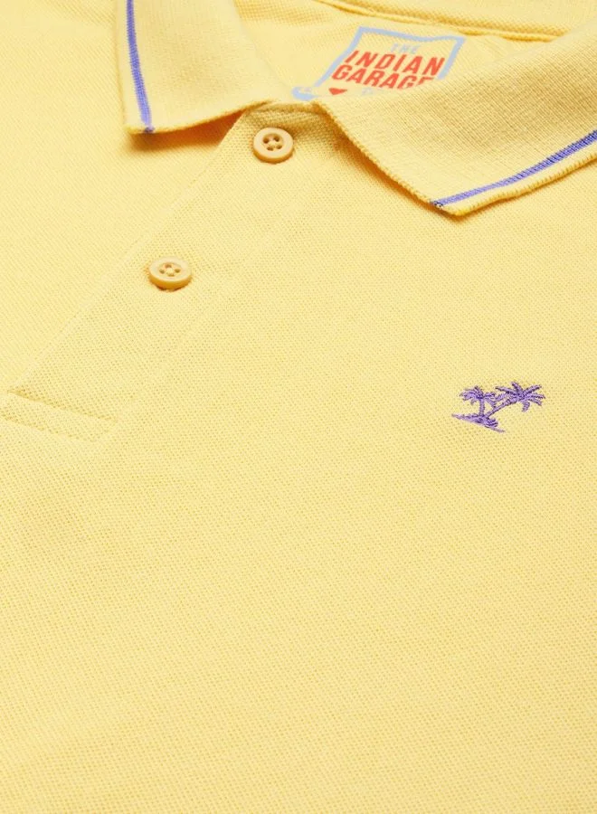 The Indian Garage Co Men Slim Fit Solid Polo Collar Tshirt