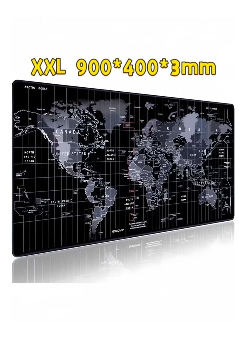 Large World Map Mouse Pad 900*400*3mm Laptop Gaming Play Mat Office Desk Mat - Image 1