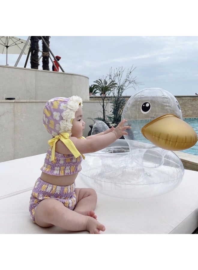 Loquat Children's Flower Swimsuit-Color:Powder (two-piece Set)- - Image 4