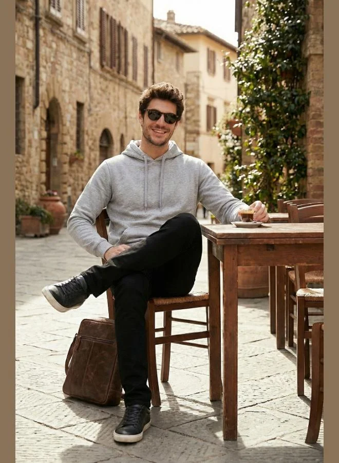 Buratti Buratti Regular Fit Hooded Sweatshirt with Kangaroo Pocket, Soft Fleece Lining, Men's Sweatshirt 5905281