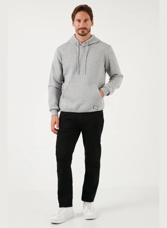 بوراتي بلوزة بغطاء رأس بقصة عادية وجيب كنغر وبطانة صوف ناعمة للرجال من بوراتي