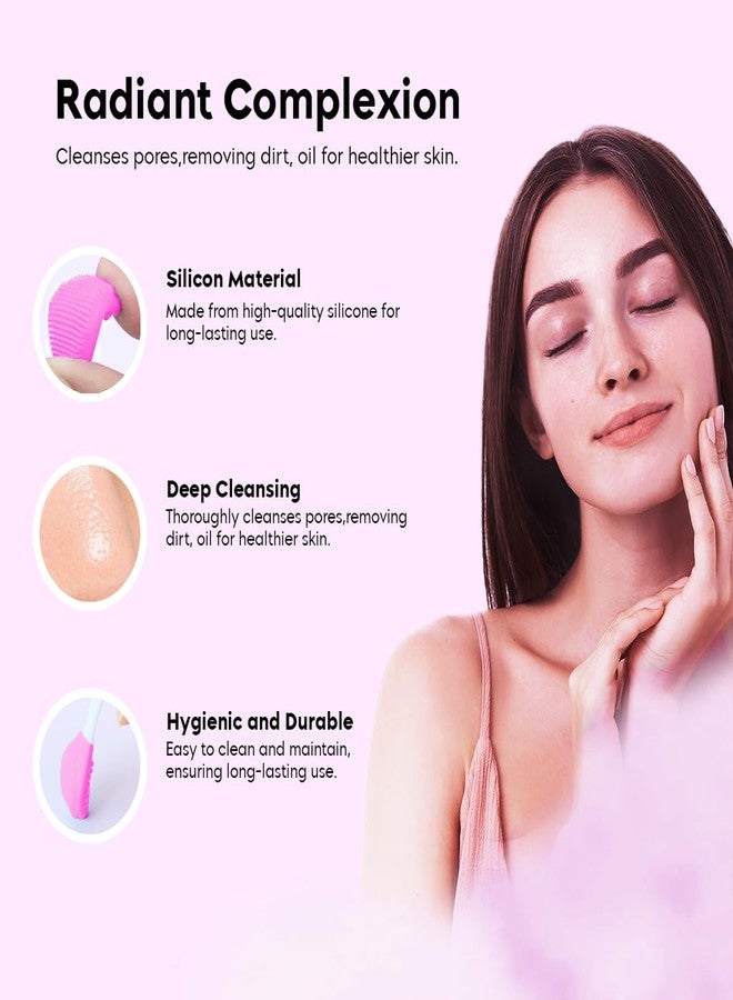 Gleva Silicone Skincare Lip/Nose Exfoliator Deep Cleaning Blackhead Remover Facial Cleansing & Face Scrubber Brush, Double-sided Soft Lip Brush for Smoother and Fuller Lip Appearance Pack of 1 (Rose Red) - Image 3