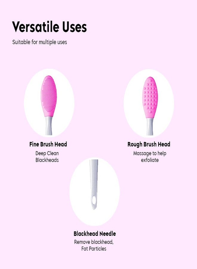 Gleva Silicone Skincare Lip/Nose Exfoliator Deep Cleaning Blackhead Remover Facial Cleansing & Face Scrubber Brush, Double-sided Soft Lip Brush for Smoother and Fuller Lip Appearance Pack of 1 (Rose Red) - Image 4