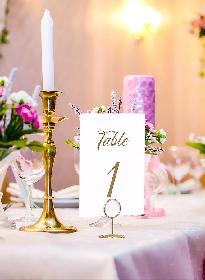 Sweet Life 24pcs Mini Place Card Holders, Cute Table Number Holders, Small Size Table Card Holder Tables Number Stands, Wire Photo Holders Picture Menu Clips for Wedding centerpieces, Anniversary Party (Gold)  - Image 4