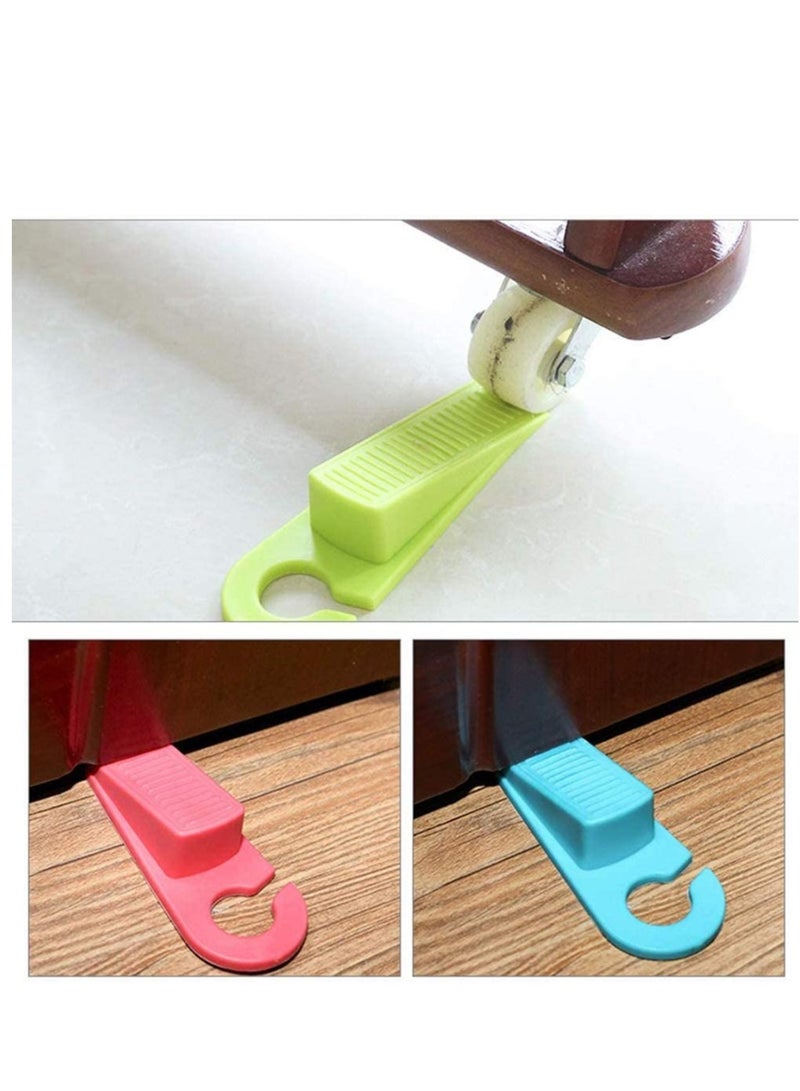 SOLARAE مكابس الأبواب - عبوة من 4 قطع من المطاط لتأمين الأبواب في الأسفل على السجاد، الخرسانة، البلاط، اللينوليوم والخشب - مكابس ثقيلة، تناسب جميع أنواع الأرضيات، مكبس زخرفي يتضمن خطاف ABS - Image 2