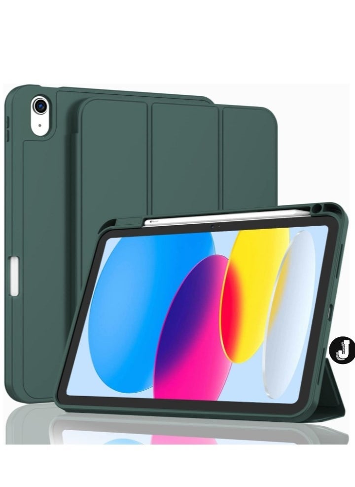 JAJEEK "iPad 10th Generation Case (10.9 Inch, 2022) – Smart Case with Pencil Holder, Soft TPU Back & Auto Wake/Sleep – Midnight Green" - Image 1