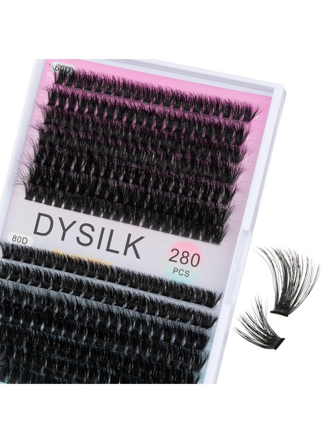 DYSILK Lashes Clusters Individual Lashes - Fluffy Lash Clusters 280pcs DIY Lash Extension Mink Eyelash Clusters Wispy 10-16mm Volume Lash Clusters C Curl Reusable (60D+80D-Fluffy-10-16mm Mix) - Image 1