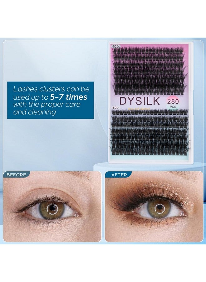 DYSILK Lashes Clusters Individual Lashes - Fluffy Lash Clusters 280pcs DIY Lash Extension Mink Eyelash Clusters Wispy 10-16mm Volume Lash Clusters C Curl Reusable (60D+80D-Fluffy-10-16mm Mix) - Image 5