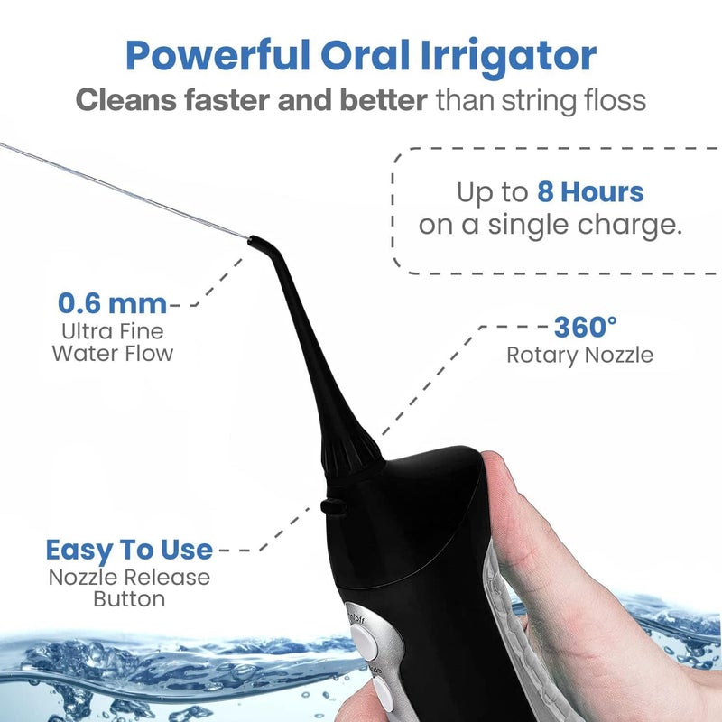 AquaSonic Home Dental Center Rechargeable Power Toothbrush & Smart Water Flosser - Complete Family Oral Care System - 10 Attachments and Tips Included - Various Modes & Timers (Black) - Image 3
