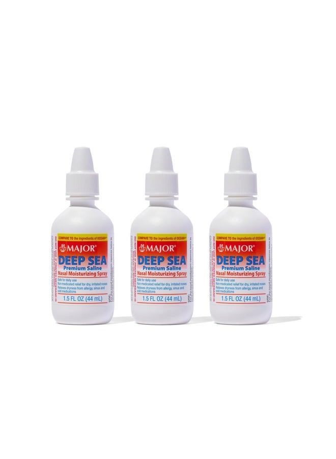 MAJOR Deep Sea Premium Saline - Nasal Moisturizing Spray for Dryness and Irritation Relief - Sodium Chloride 0.65% - 1.5 Fl. Oz (3 Pack) - Image 1