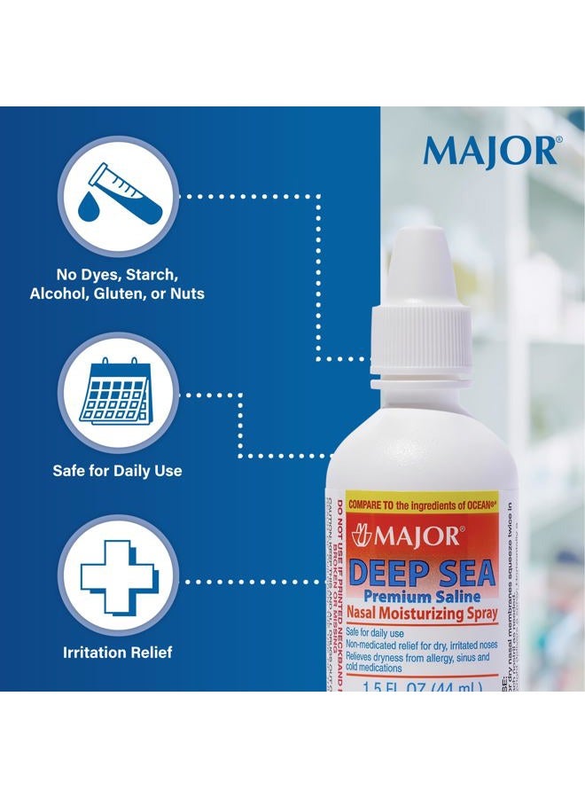 MAJOR Deep Sea Premium Saline - Nasal Moisturizing Spray for Dryness and Irritation Relief - Sodium Chloride 0.65% - 1.5 Fl. Oz (3 Pack) - Image 4