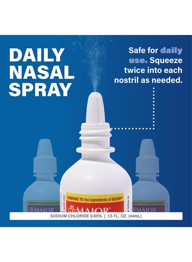 MAJOR Deep Sea Premium Saline - Nasal Moisturizing Spray for Dryness and Irritation Relief - Sodium Chloride 0.65% - 1.5 Fl. Oz (3 Pack) - Image 3