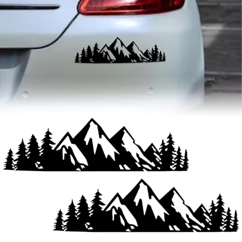 ZOKYUYS 2PCS Vinyl Snow Mountain Tree Decal Mountains Graphic Logo Car Trunk Tailgate Sticker Black Premium Badg Suitable for Most Cars Decoration Automotive Waterproof Body Decal - Image 1