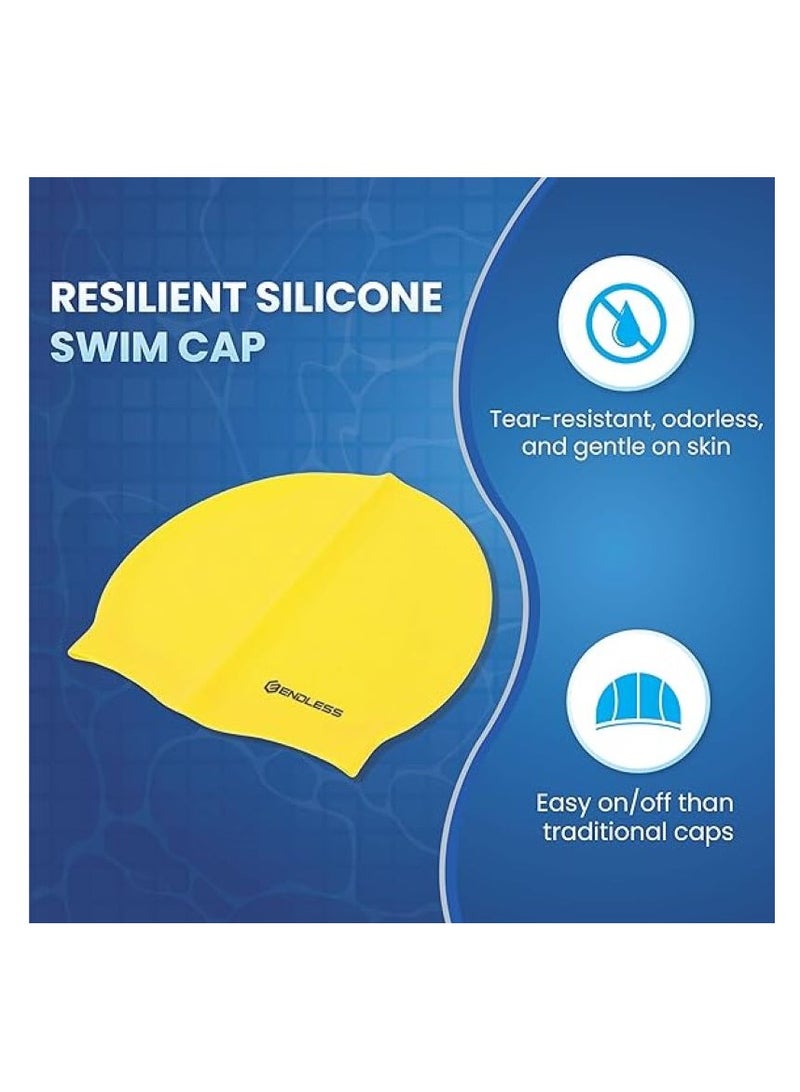ENDLESS  Comfortable Silicon Swimming Cap with Ergonomic Ear Pockets | Fully Elastic Waterproof Cap for Long and Short Hair with Thicker Edge | For Women and Men - Image 2