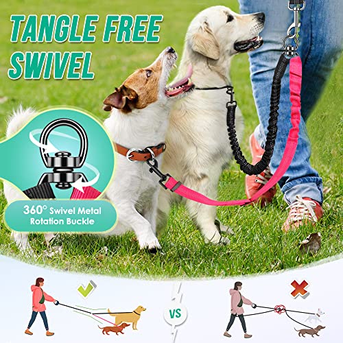 AUTOWT Two Dog Lead, 2 in 1 Upgraded Double Dog Leash Attachment Combine Adjustable Strap and Shock Absorbing Bungee No Tangle Dual Training Splitter for Different Size Dogs - Image 4