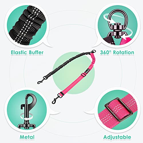 AUTOWT Two Dog Lead, 2 in 1 Upgraded Double Dog Leash Attachment Combine Adjustable Strap and Shock Absorbing Bungee No Tangle Dual Training Splitter for Different Size Dogs - Image 2