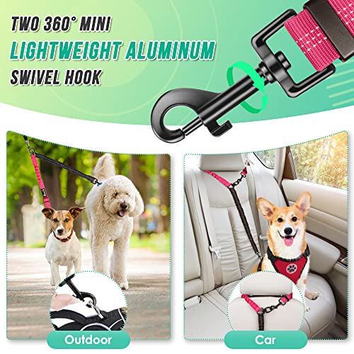 AUTOWT Two Dog Lead, 2 in 1 Upgraded Double Dog Leash Attachment Combine Adjustable Strap and Shock Absorbing Bungee No Tangle Dual Training Splitter for Different Size Dogs - Image 5