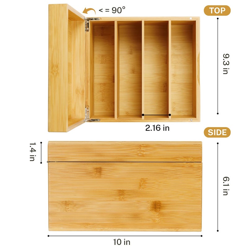 MaxGear Index Card Holder, 5 x 8 Inch Wooden Business Card Organizer for Desk with 4 Dividers, Bamboo Index Cards Box with A-Z Tabs Holds 600 Cards for Recipe Flash Storage - Image 2