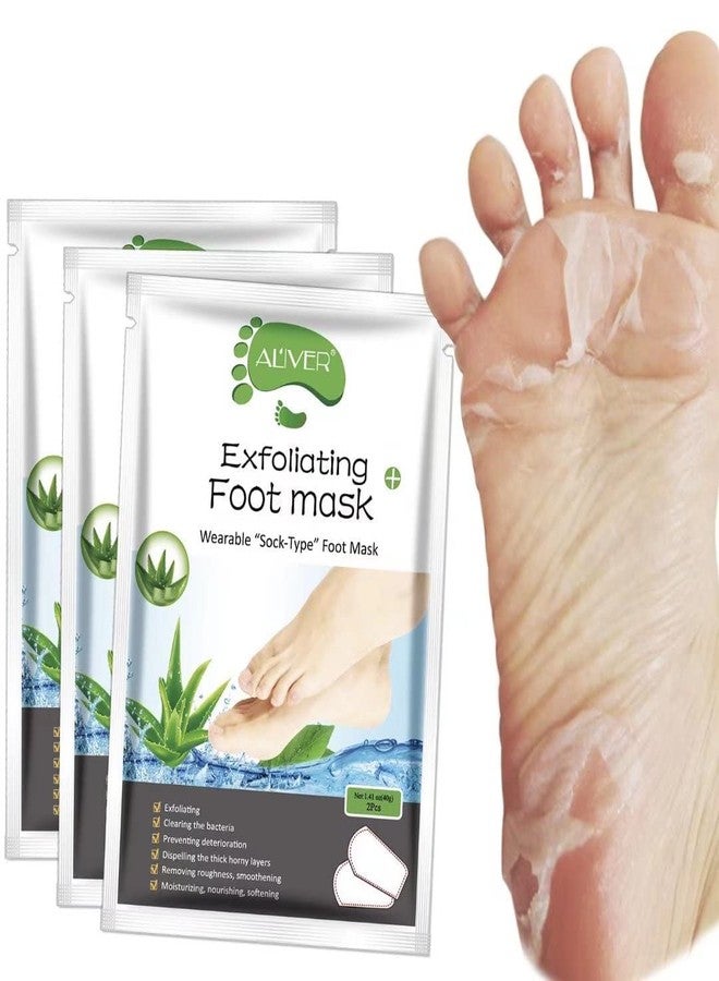 ALIVER Foot Peel Mask 3 Pack， Exfoliator Peel Off Calluses Dead Skin Callus Remover，Baby Soft Smooth Touch Feet-Men Women (Aloe Vera) - Image 1