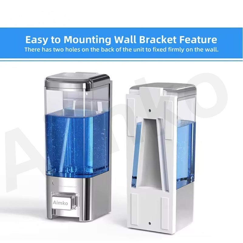 Aimko 500ml Chrome-Plated ABS Wall-Mounted Soap Dispenser Heavy-Duty Liquid, Shampoo, Soap, Conditioner Dispenser Ideal for Bathrooms (1PCS) - Image 3