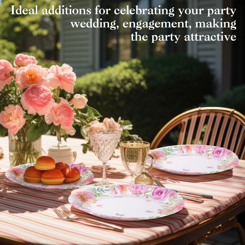 Zopeal Zopeal 60 Pieces Floral Butterfly Paper Plates 9 Inch  Spring Baby in Bloom Baby Shower Decorations Wild Flower Wedding Disposable Floral Dinner Plates for Birthday Tea Party Shower Supplies  - Image 5