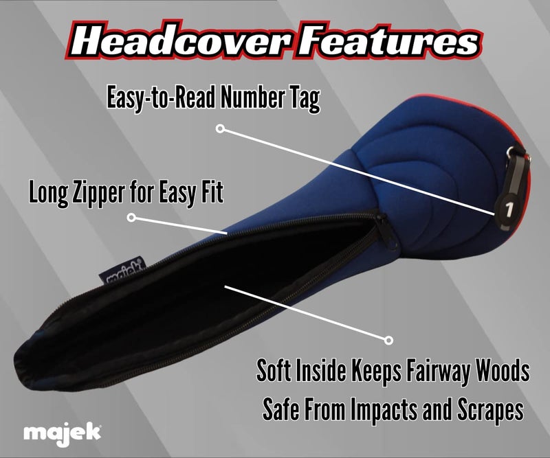 Majek Usa Patriot Golf Zipper Head Covers Driver #1 Headcover Neoprene - Image 3