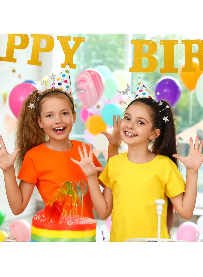 Excefore 8 قطع طقم عصابة رأس نجمة وقمر لحفلة عيد الميلاد، عصابة رأس لحفلة عيد الميلاد توزيع التاج لملحقات الشعر - Image 2