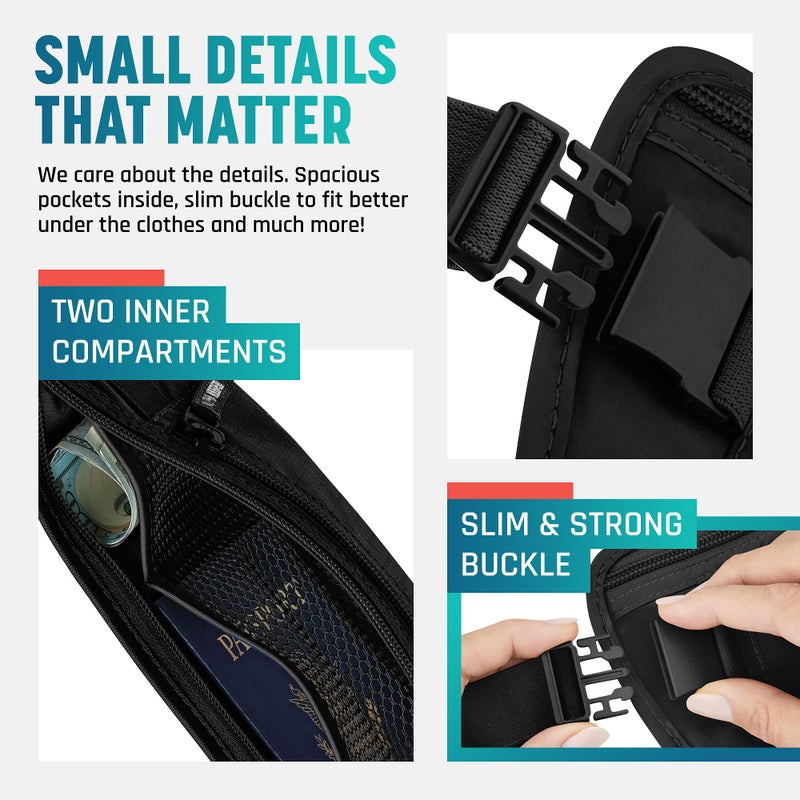 Alpha Keeper Hidden Money Belt for Travel for Men, Waist Wallet Anti Theft, RFID Passport Holder For Travel Men Or Women, Money Pouch, RFID Passport Holder  - Image 3