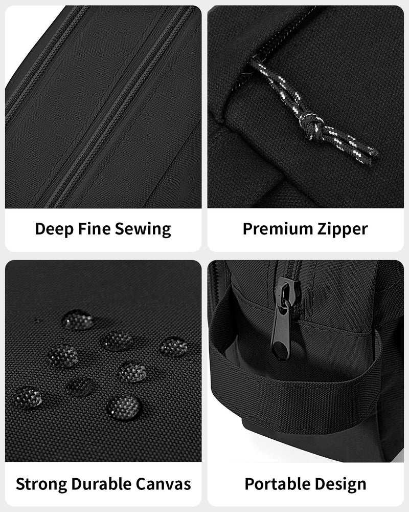Sooez Big Capacity Pencil Case, Upgraded Canvas Pencil Pouch Large Pencil Bag Organizer, Separate Compartments Easy Grip Handle, Aesthetic Supply for School Teens Adults, Black Pen Case - Image 4