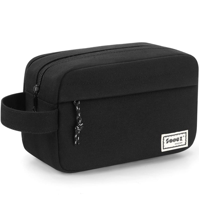 Sooez Big Capacity Pencil Case, Upgraded Canvas Pencil Pouch Large Pencil Bag Organizer, Separate Compartments Easy Grip Handle, Aesthetic Supply for School Teens Adults, Black Pen Case - Image 1