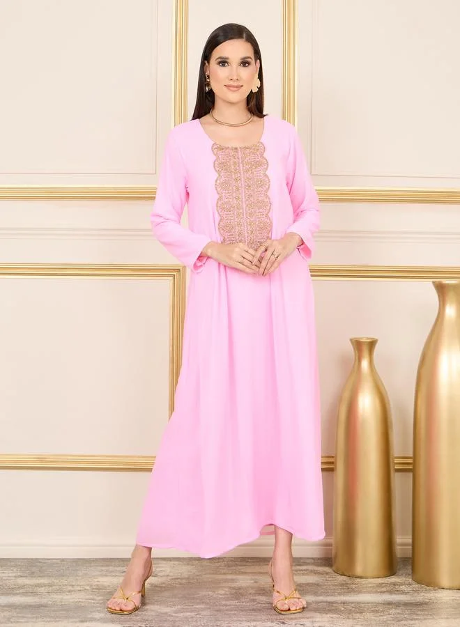 Maxim Creation Maxim Creation All Over Print Embroidered Lace Kaftan