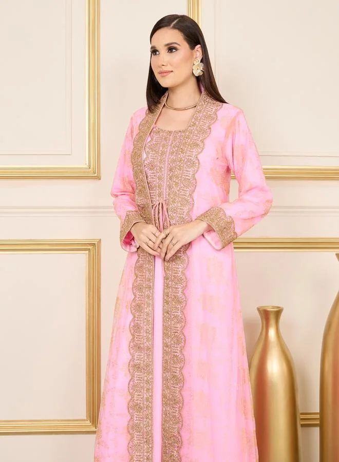 Maxim Creation Maxim Creation All Over Print Embroidered Lace Kaftan