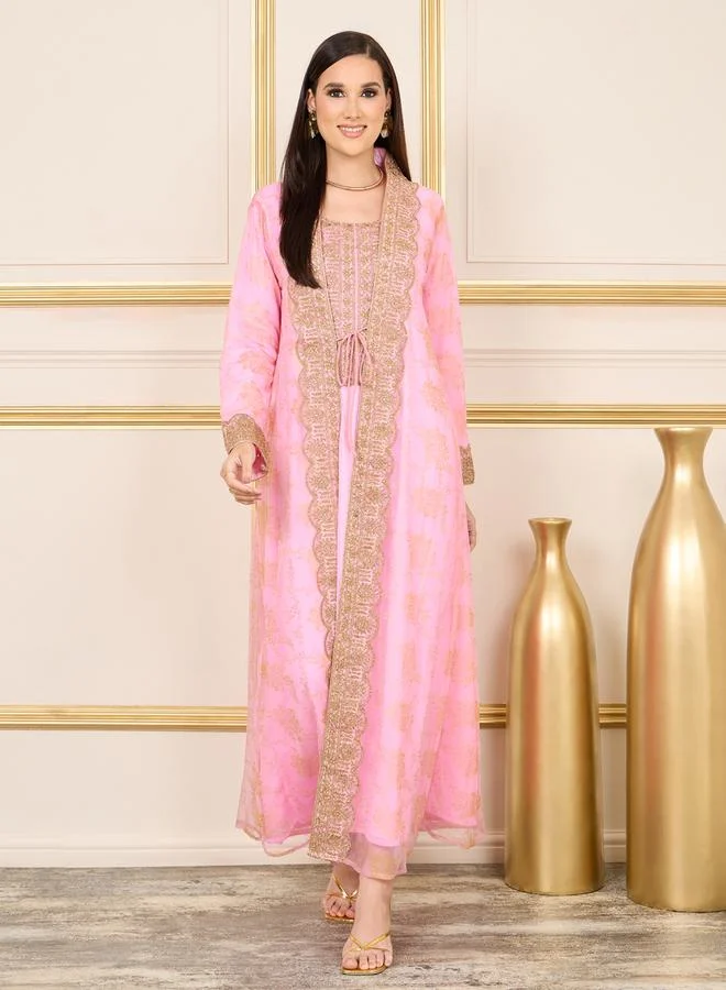 Maxim Creation All Over Print Embroidered Lace Kaftan by Styli