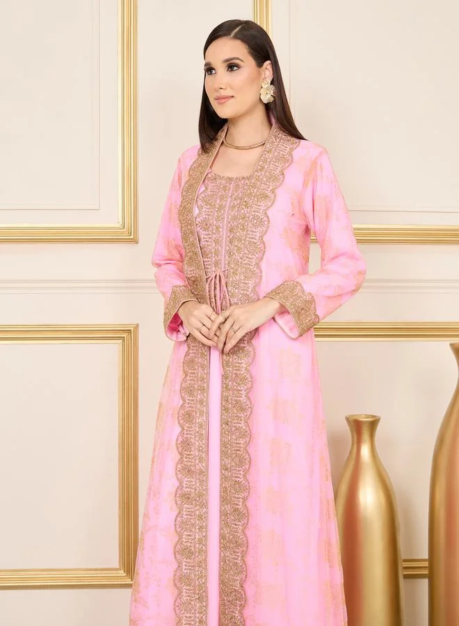 Maxim Creation All Over Print Embroidered Lace Kaftan by Styli
