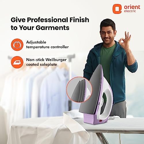 Orient Electric Fabristyle 1100 Watt Dry Iron for clothes with Weilburger Coated Non Stick Soleplate | Silver Layered Thermostat for Better Heat Conductivity | 2 Years Replacement Warranty - Image 2