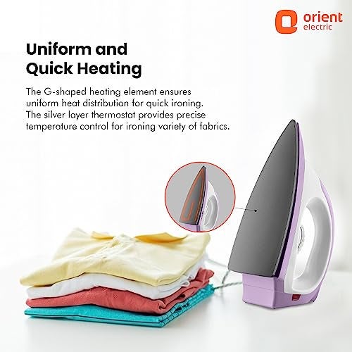 Orient Electric Fabristyle 1100 Watt Dry Iron for clothes with Weilburger Coated Non Stick Soleplate | Silver Layered Thermostat for Better Heat Conductivity | 2 Years Replacement Warranty - Image 3