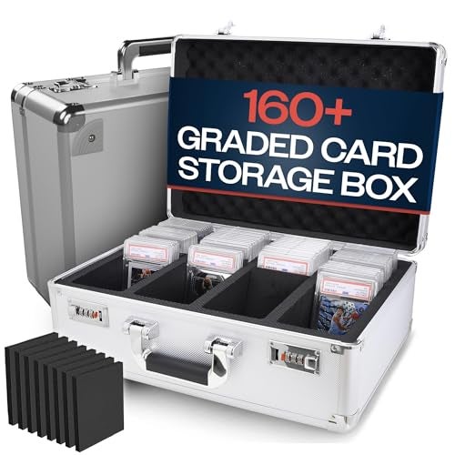 VALUN SLABPRO 160 4 ROW Graded Card Storage Box Durable Sports PSA Card Storage Box Organizer Slab for Your Collection For Baseball Football TCG MTG Cards Top Loader Design - Image 1
