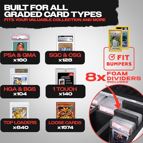 VALUN SLABPRO 160 4 ROW Graded Card Storage Box Durable Sports PSA Card Storage Box Organizer Slab for Your Collection For Baseball Football TCG MTG Cards Top Loader Design - Image 5